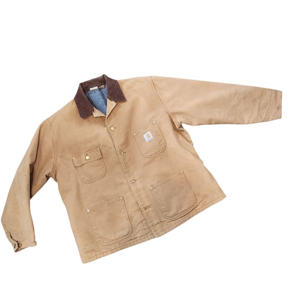 Vintage Carhartt Chore Coat 2XL Brown Corduroy Collar Jacket Blanket Lined USA - Picture 12 of 12